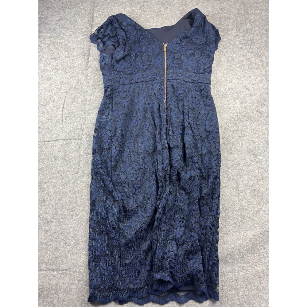 Calvin Klein Womens 10 Navy Stretch Sleeveless Textured Lace Sheath Dress Classy - Picture 6 of 6